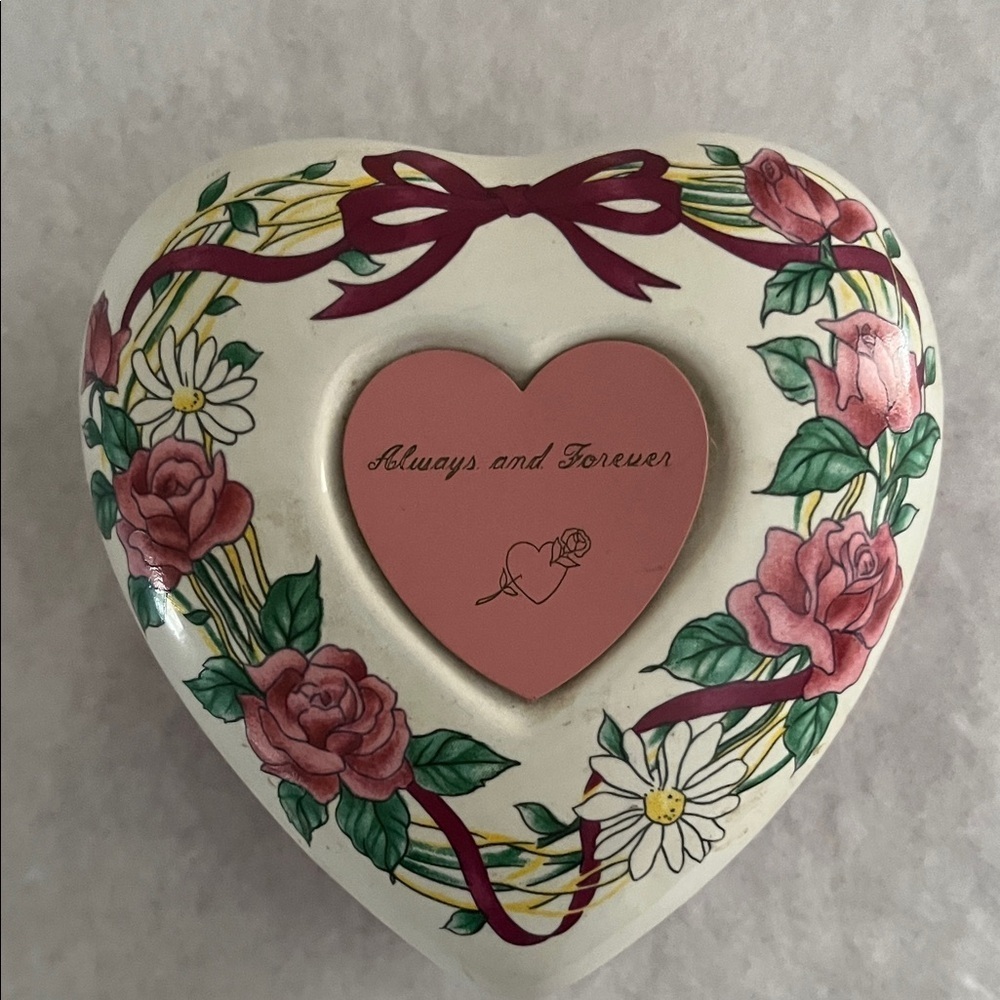 Prima Always  and Forever Heart-Shaped Floral Trinket Box